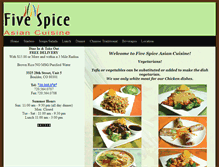 Tablet Screenshot of fivespicecuisine.com